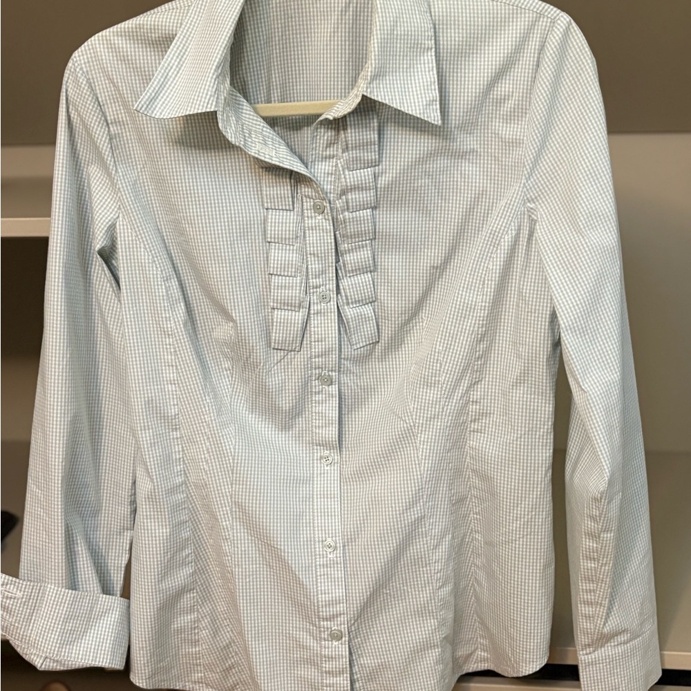 Mexx Light Blue Checkered Shirt with ruffle details, 10